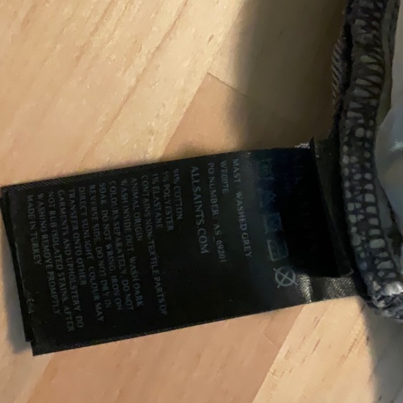 All Saints Mast Gray Skinny Jeans Size 31 - Picture 3 of 3